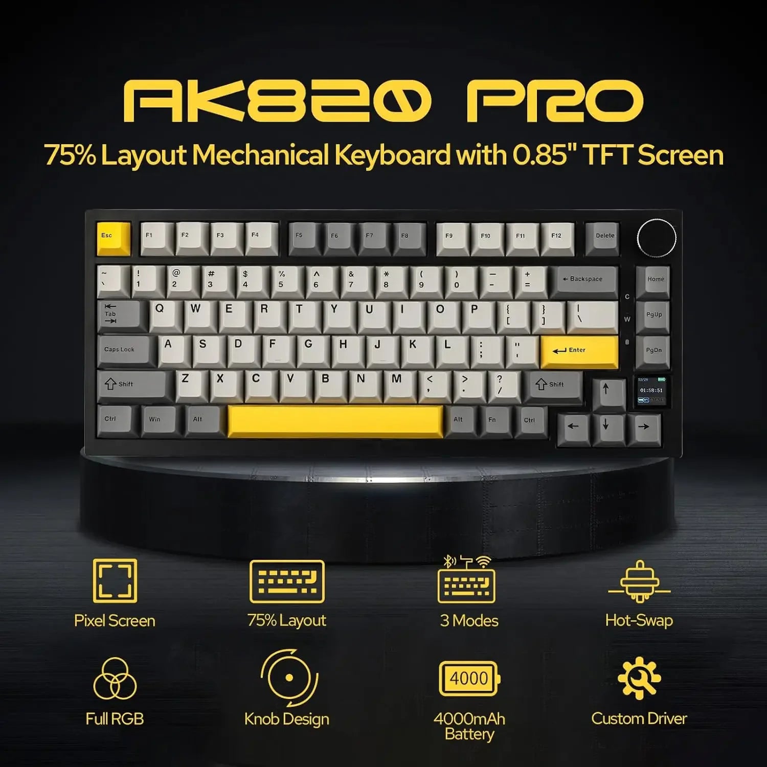 Teclado Mecánico AJAZZ AK820 Pro RGB Bluetooth y USB — vista 1