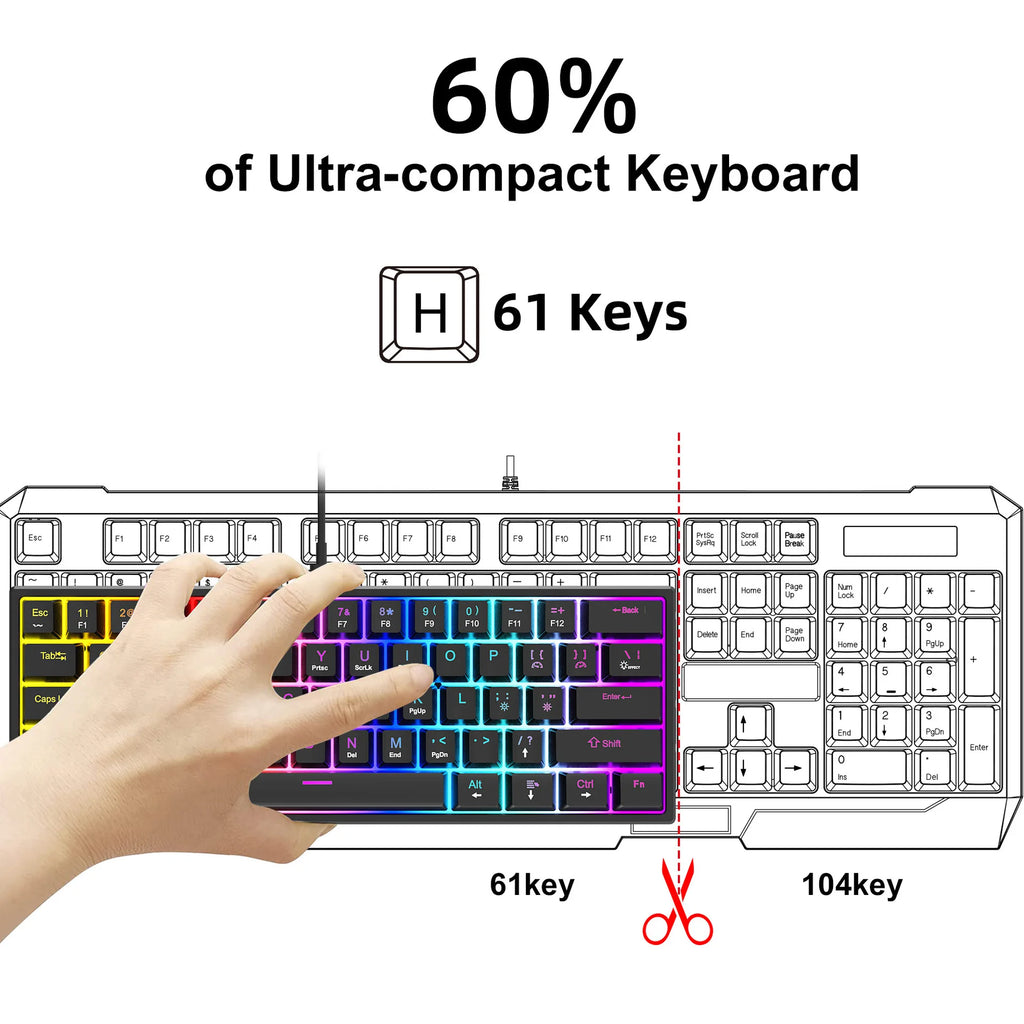 Teclado Mecánico Gamer 60% con Retroiluminación LED — vista 5