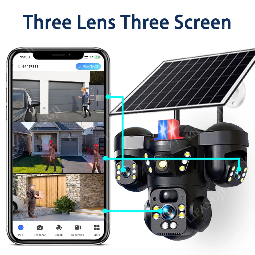 Cámara Solar 4G/WiFi de Triple Lente con Seguimiento Automático — vista 3