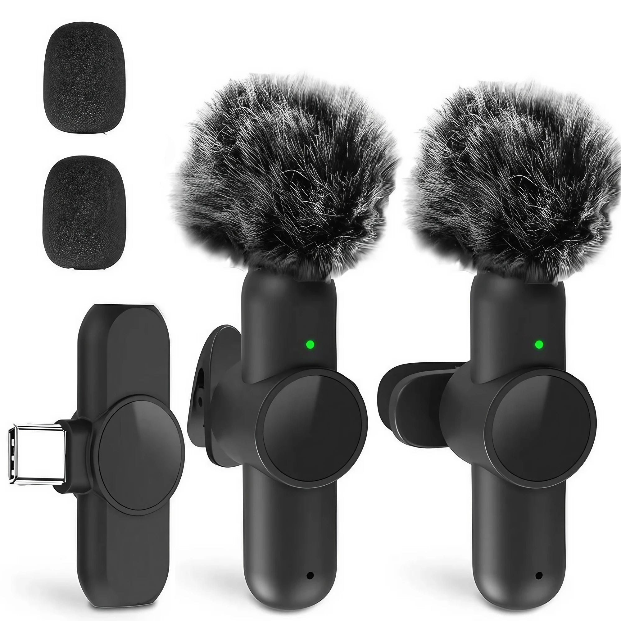 Kit de 2 Micrófonos Inalámbricos para iPhone, iPad y Android