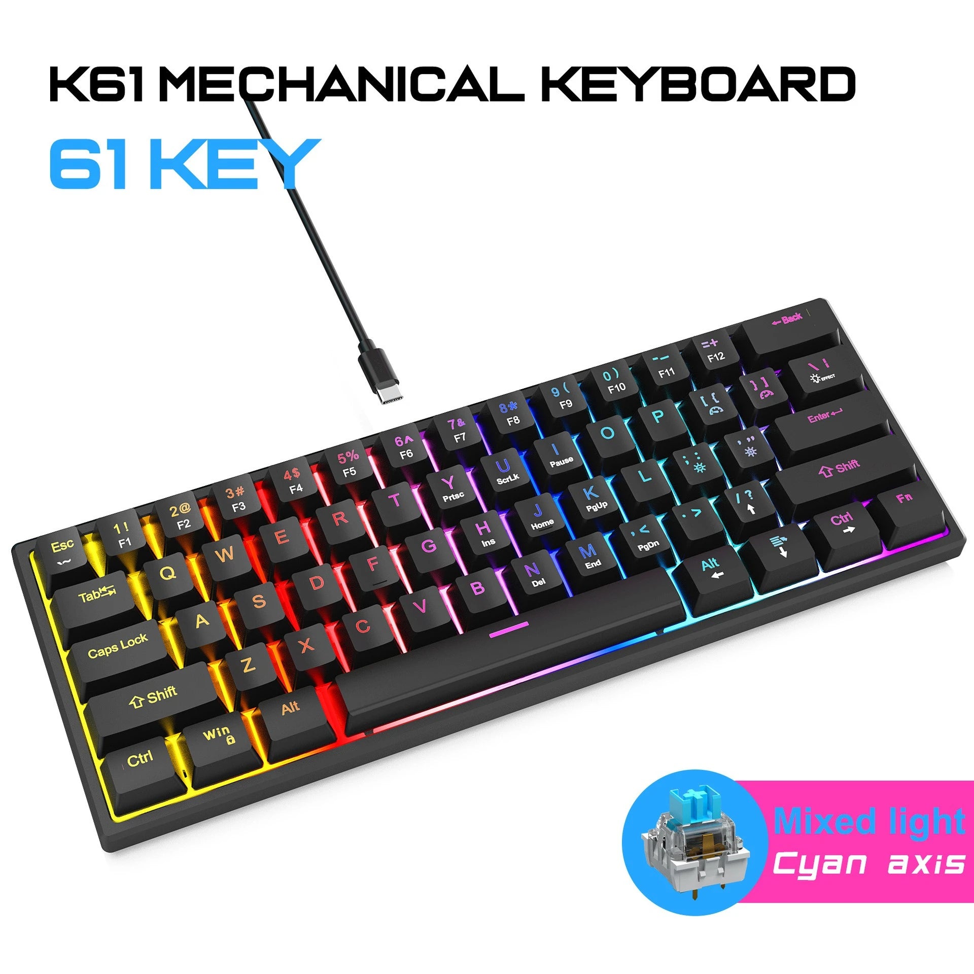 Teclado Mecánico Gamer 60% con Retroiluminación LED — vista 1