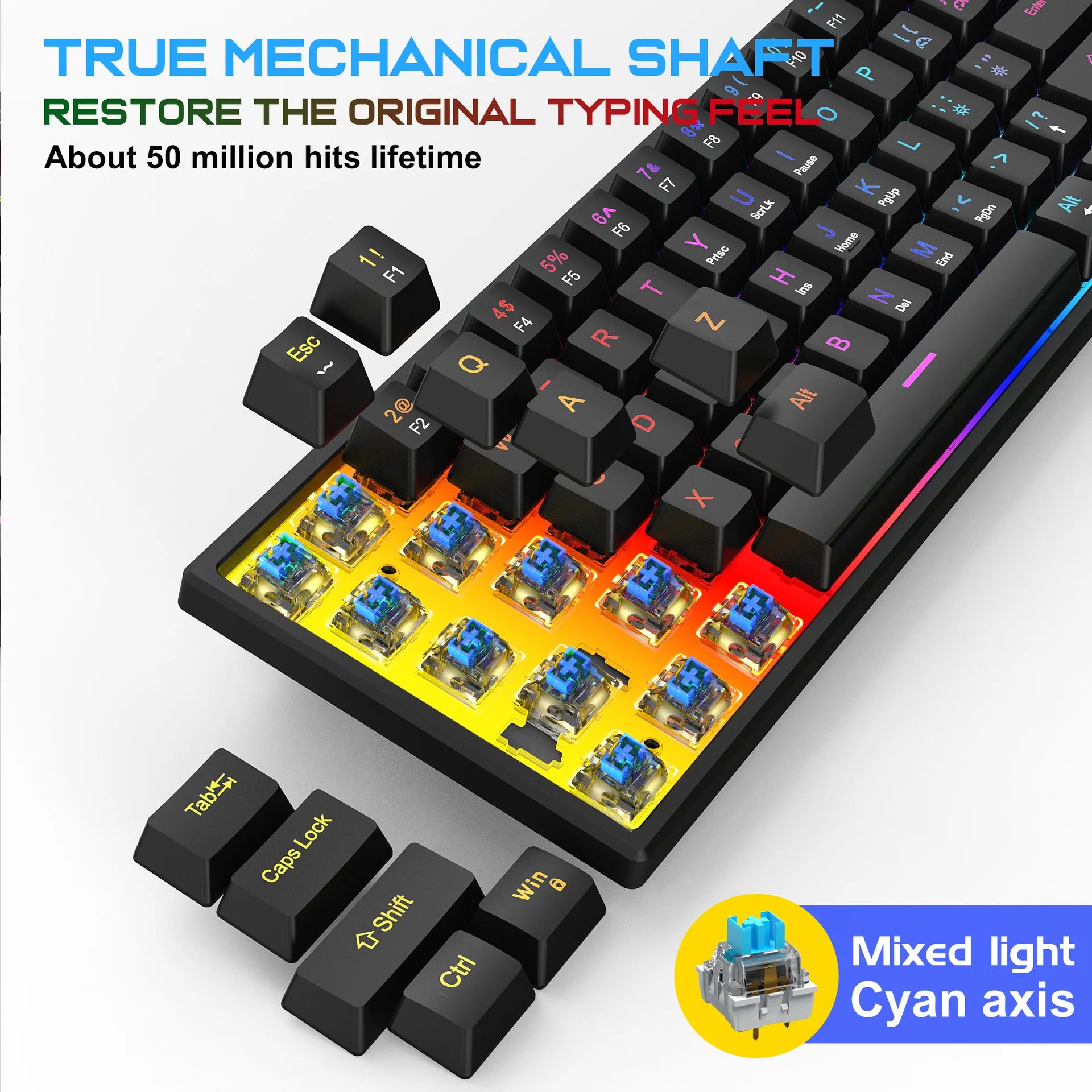 Teclado Mecánico Gamer 60% con Retroiluminación LED — vista 3