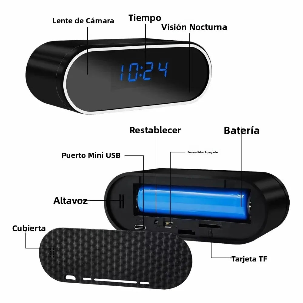 Cámara WiFi 4K Tipo Reloj con Visión Nocturna y Detección de Movimiento