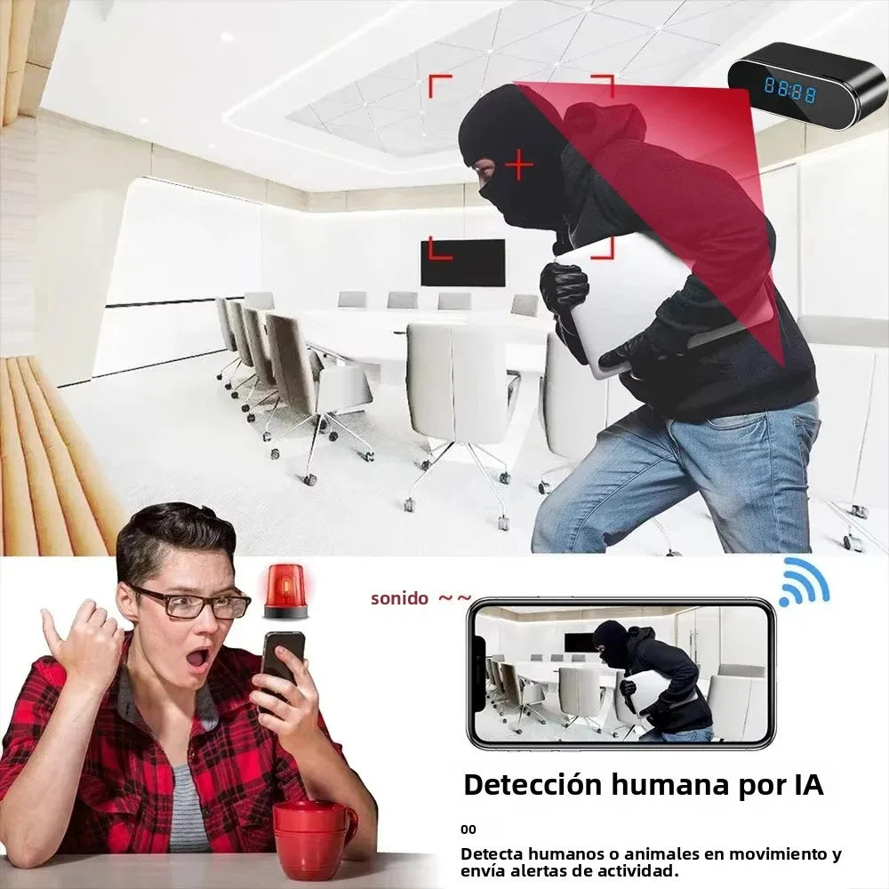 Cámara WiFi 4K Tipo Reloj con Visión Nocturna y Detección de Movimiento