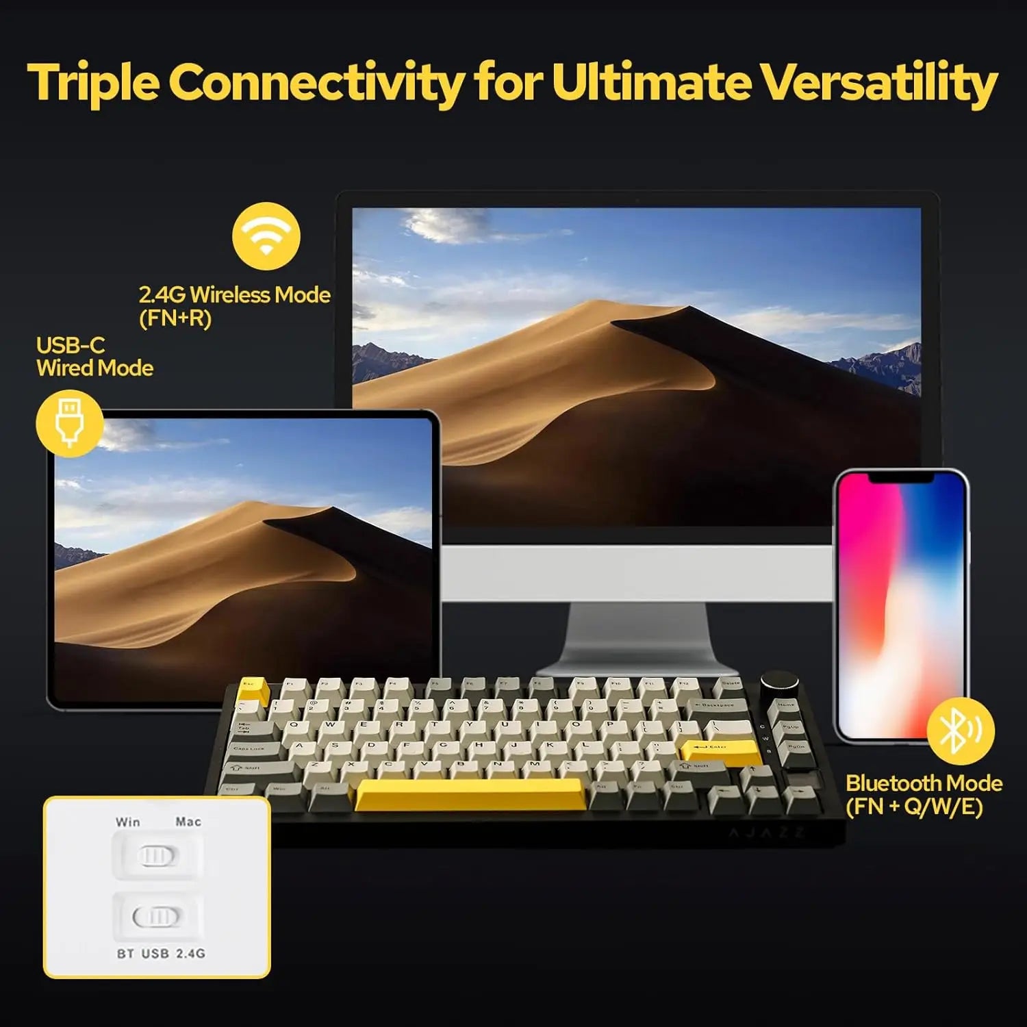 Teclado Mecánico AJAZZ AK820 Pro RGB Bluetooth y USB — vista 3